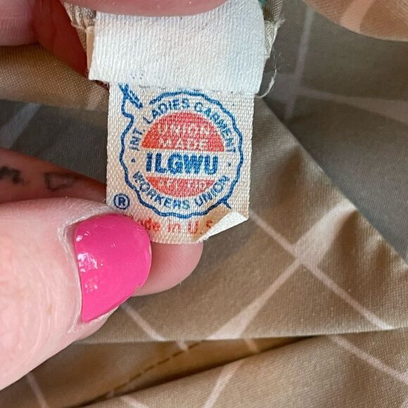 Vintage Russ Petites Womens Tan and White Button Down Long Sleeve Blouse Size M - Picture 6 of 7